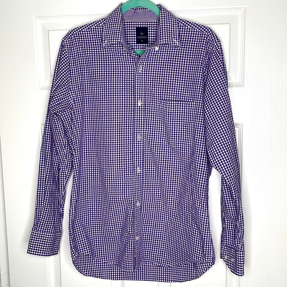 Tailorbyrd Men’s Purple Checkered Dress Shirt in Medium